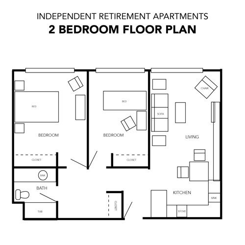 2 Bedrooms floor plan